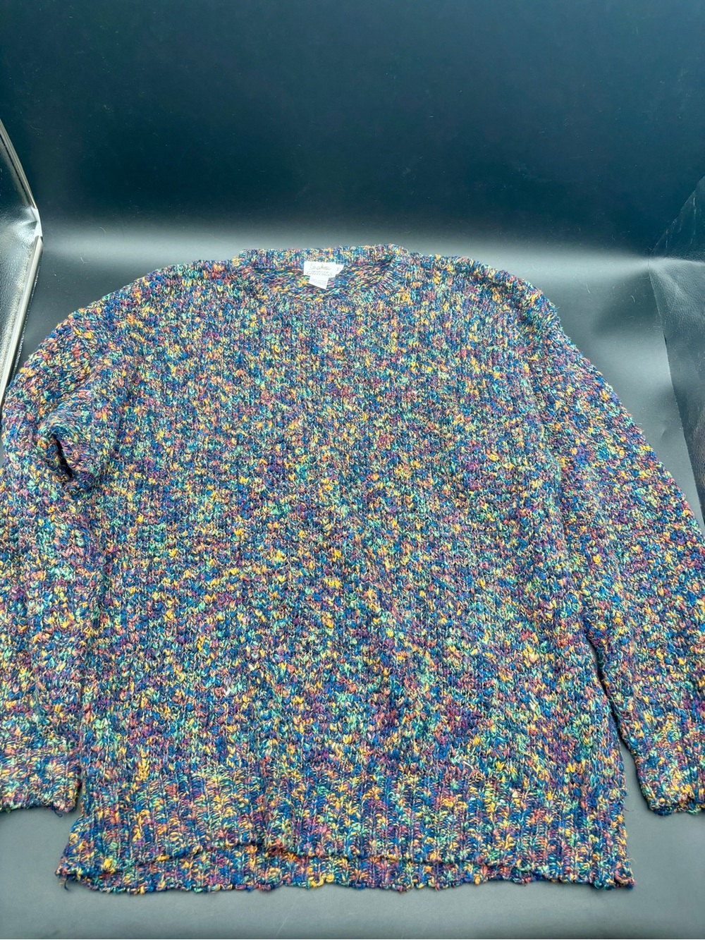 Vintage Howard Moscowitz Multi Color Confetti Knit Sweater 100% Cotton XL
